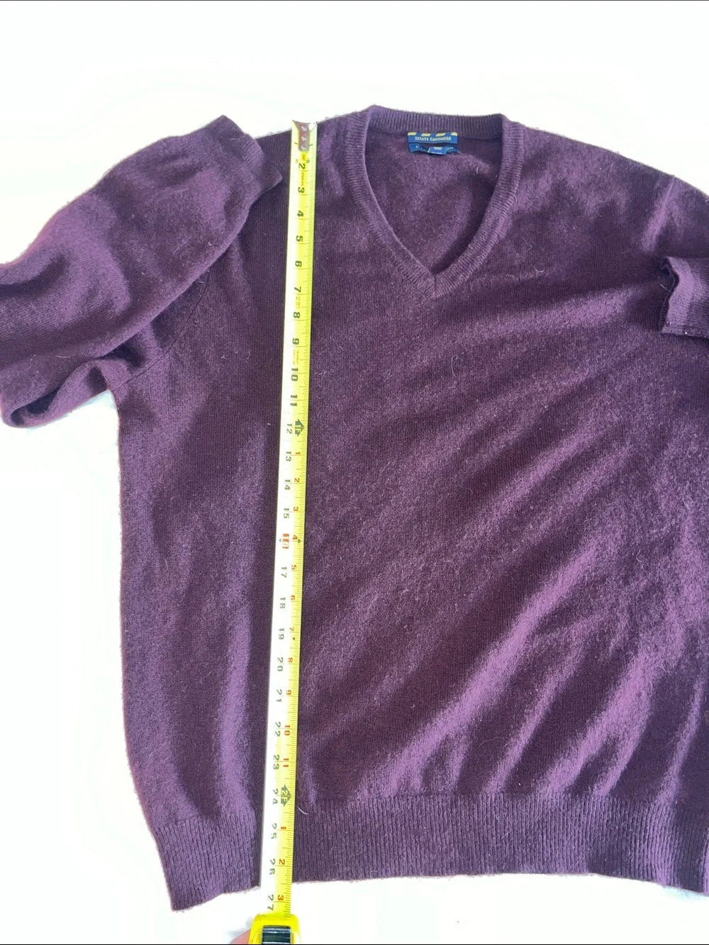 Club Room Estate Cashmere Men's 2 Ply V-Neck Sweater - Burgundy Plum L